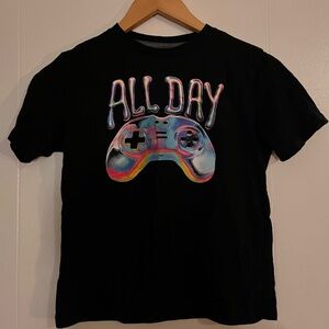 Old Navy Kids Black Gaming T-Shirt with Colorful Controller Design